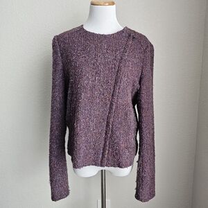 GAP Women's Textured Purple Crew Neck Sweater
